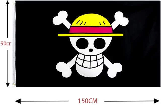 Bandai One Piece Piraten-Totenkopf-Flagge Wanddekoration Schwarz B: 150 cm, H: 90 cm - Bild 1