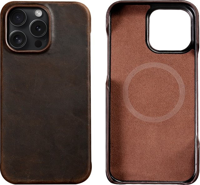 LANGSIDI Retro Rindsleder-Etui für iPhone 17 16 Pro Max 15 Pro Max mit MagSafe Magnetfunktion, Farbe: Braun - Bild 1