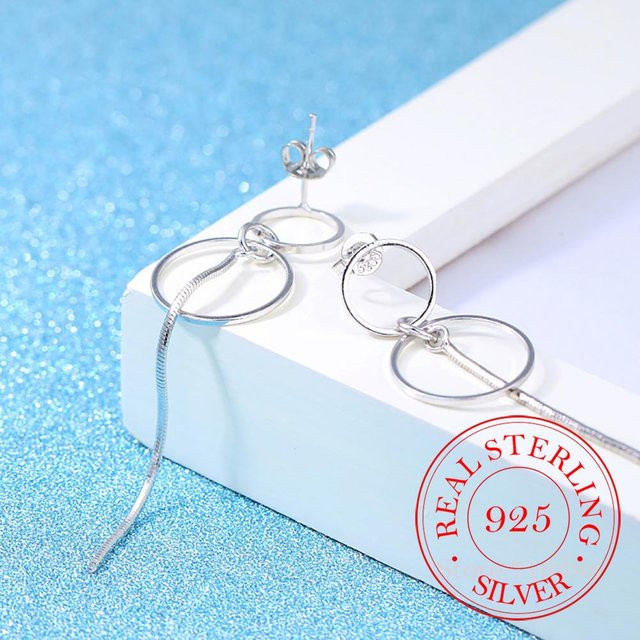 Ohrringe 925 Silber, Kreis Quaste, Damen - Bild 1