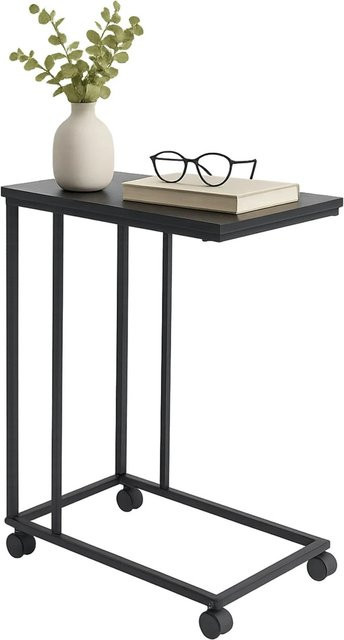 Relaxdays Beistelltisch in C-Form mit Rollen, Schwarz, B/T/H: 50 x 35 x 68 cm - Bild 1