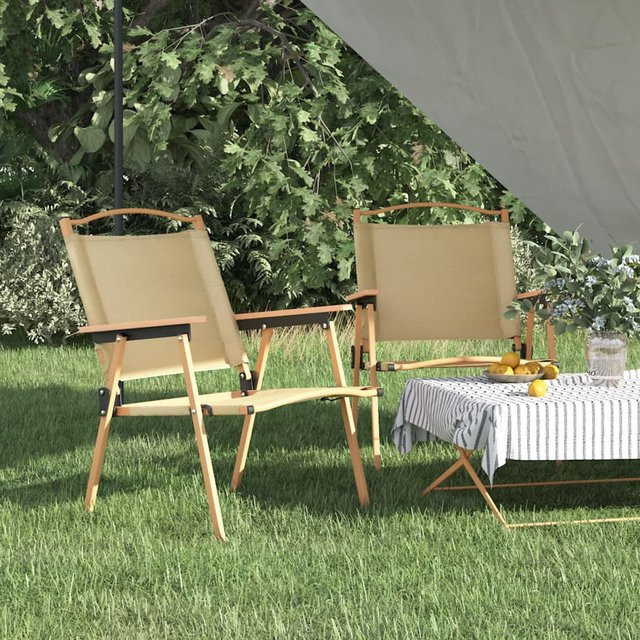 vidaXL Campingstühle 2er-Set Beige aus Oxford-Gewebe, B/T/H: 54 x 55 x 78 cm - Bild 2