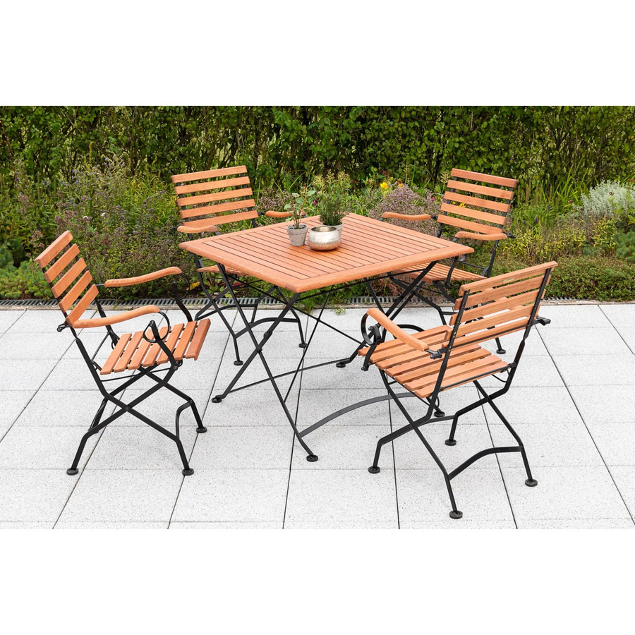 Merxx Gartenmöbelset Schlossgarten 5-teilig aus Eukalyptusholz in Anthrazit und Braun mit Klapptisch 90 x 90 cm - Bild 2