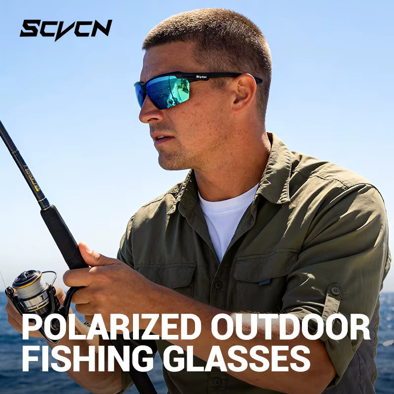 SCVCN Sportsonnenbrille, Vollrand, Schwarz, Kunststoff, polarisiert - Bild 2