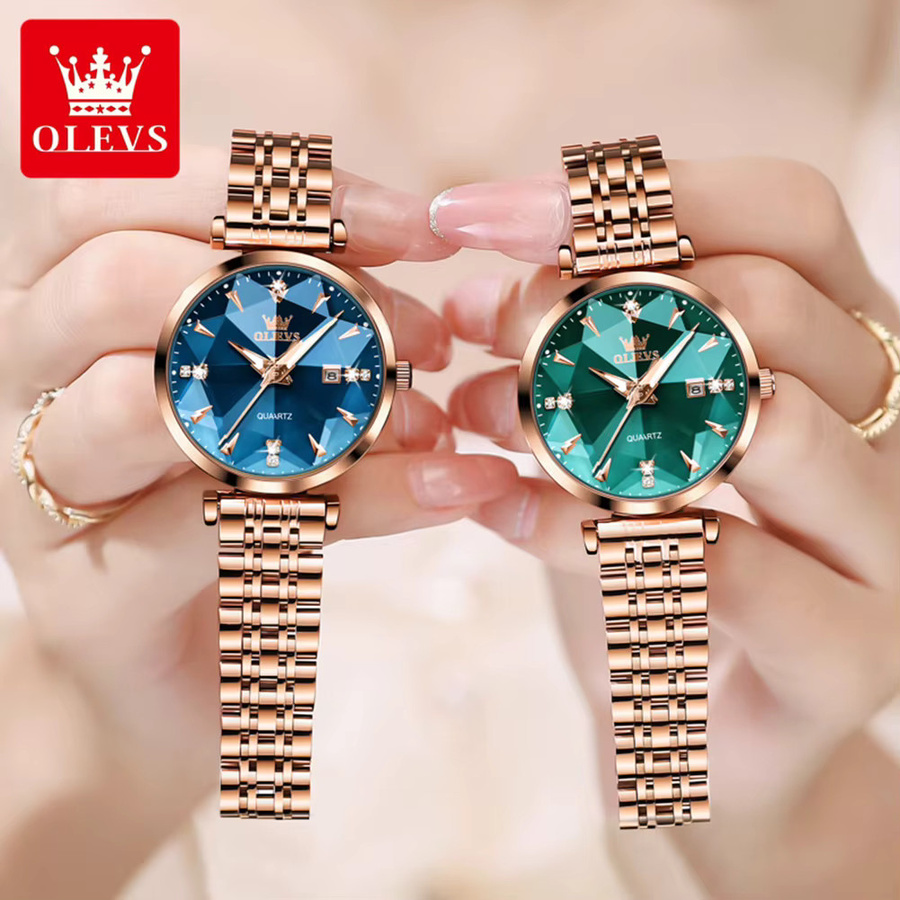 OLEVS Armbanduhr, Quarz, Edelstahl, Gold, Diamantbesetzt, Damen - Bild 2