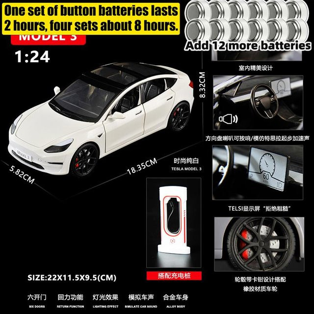 Linyi toy car Modell 3 Premium Elektro-Limousine, Modellauto, 1:24, Metall, ab 14 Jahren - Bild 1