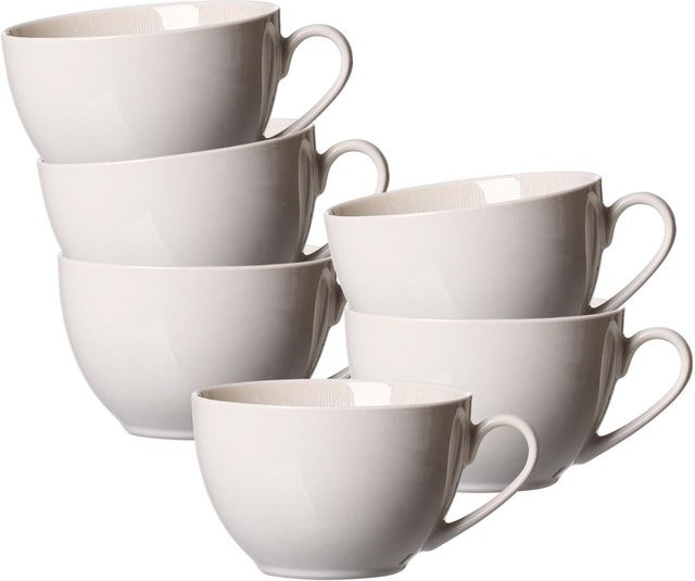 Ritzenhoff & Breker Kaffeetassen Laredo aus Porzellan, 6er Set, Beige/Weiß, 220 ml - Bild 1