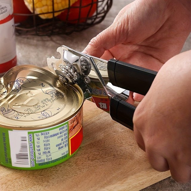 Professioneller manueller Side Cut Dosenöffner aus Edelstahl in Silber mit ergonomischem Griff - Bild 1