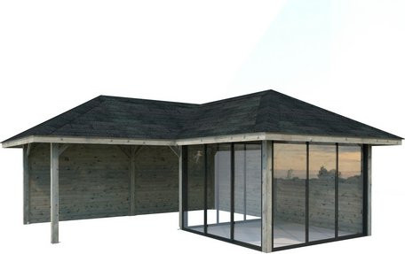 PALMAKO Pavillon Bianca Set 212 Slide aus Fichtenholz in Grau, B/T/H: 588 x 588 x 319 cm - Bild 1