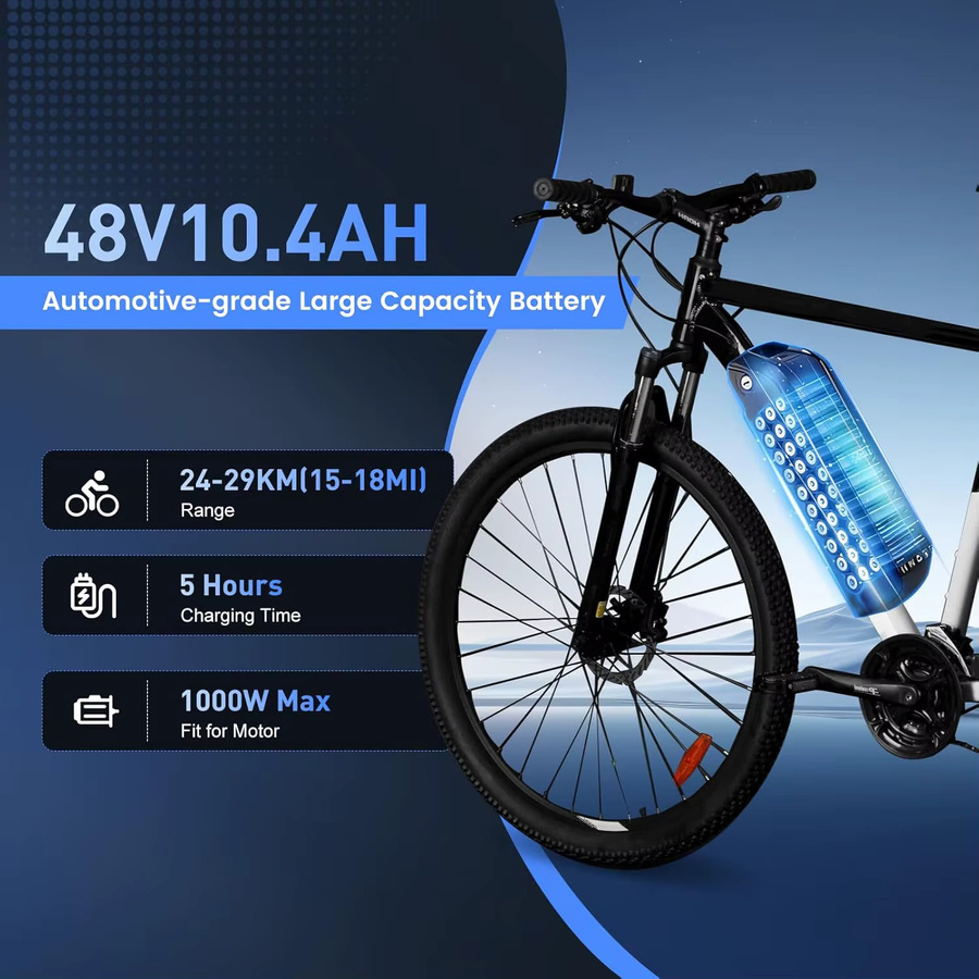 Hailong 5-poliger Li-Ion Akku 48 V für Bafang BBS02 BBS03 BBSHD Motoren, wasserdicht mit USB-C Anschluss, Schwarz - Bild 3