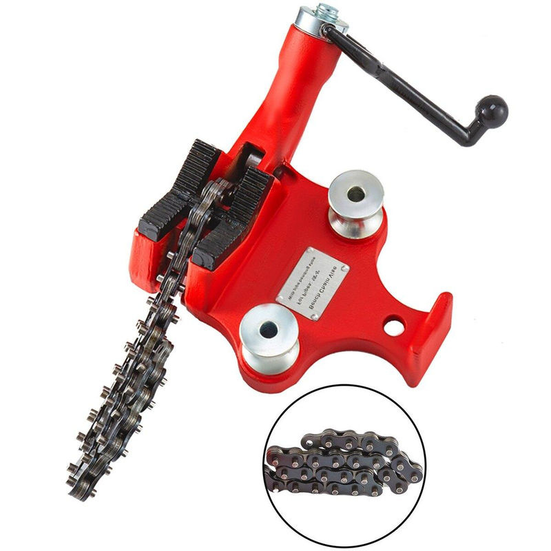 Ideal Standard Kettenspannstock aus Gusseisen in Rot und Schwarz mit Kurbelgriff und neoprenbeschichteten Backen für Rohrdurchmesser von 1/8 bis 5 Zoll - Bild 4