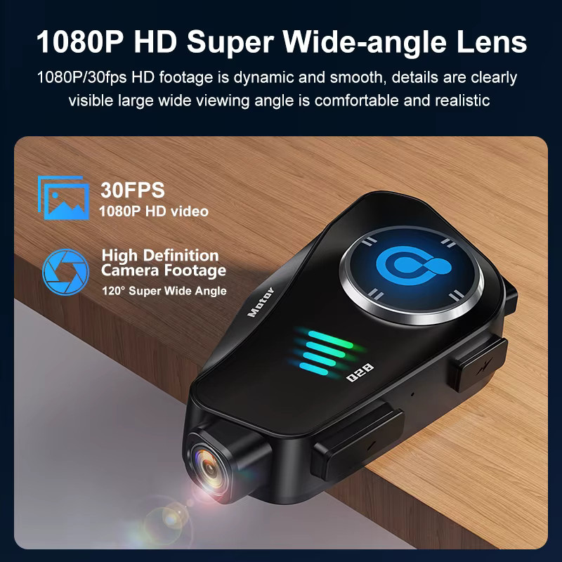 XINOWY Q28 Motorradhelm Bluetooth Headset mit drahtlosem Kamerarecorder, IP66 wasserdicht und staubdicht, Weitwinkel mit 120 Grad und 360 Grad Einstellung, Schwarz - Bild 3