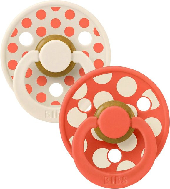 BIBS 2er-Pack Polka Dots Schnuller für 0-6 Monate in Cherry, BPA-frei mit Naturkautschuk und Polypropylen - Bild 1
