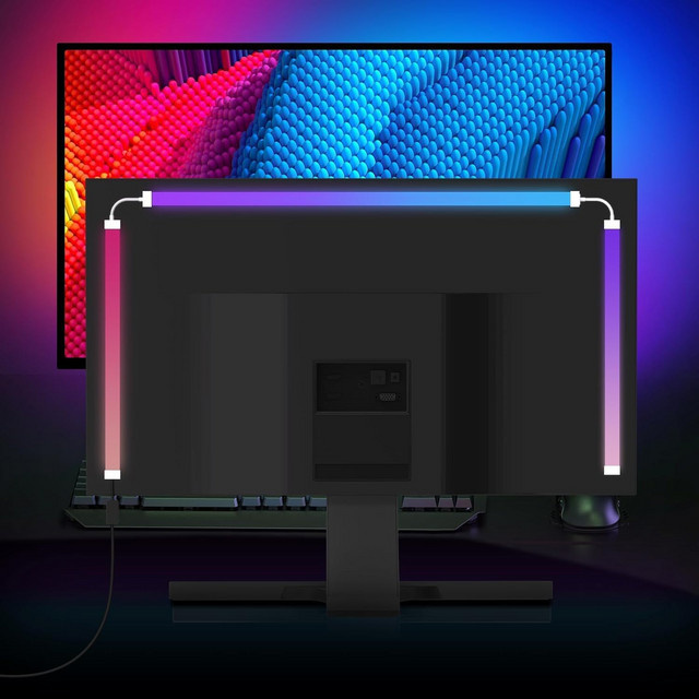 VENUSWING RGB LED Hintergrundbeleuchtung für PC und TV, Smart Ambient Monitor Lichtstreifen in Schwarz, Multicolour Neon Flex USB Atmosphäre Lampe - Bild 1