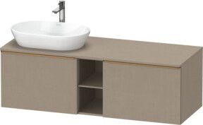 Duravit Waschtischunterschrank D-Neo in Beige und Weiß, Wandmontage mit 2 Türen und offenen Regalfächern, B/T/H: 140 x 55 x 45,9 cm - Bild 1