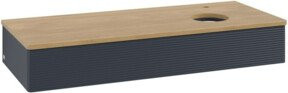 V&B Waschtischunterschrank Antao mit Frontstruktur und Beleuchtung in Eiche Honig lackiert, B/T/H: 120 x 50 x 19 cm - Bild 1