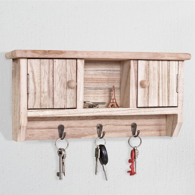 Schlüsselbrett MCW A48 aus Massiv-Holz Paulownia mit Türen in Natur - Bild 1