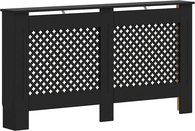 vidaXL Heizkörperverkleidung aus MDF in Schwarz mit modernem Latten-Design und Wabenmuster, B/T/H: 152 x 19 x 81,5 cm - Bild 1