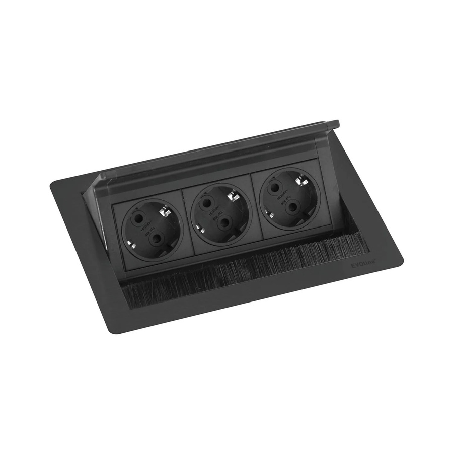 EVOline Flip Top Push S Einbausteckdose 3-fach versenkbar Schwarz - Bild 2