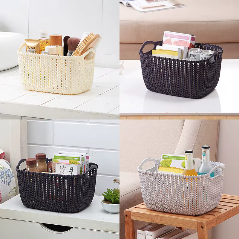 Aufbewahrungskorb in Rattan-Optik aus Kunststoff, beige, B/T/H: 14,5 x 10,0 x 8,0 cm - Bild 3