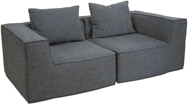 MCW 2er-Sofa O54 Modular Loungesofa aus Stoff in Dunkelgrau, B/T/H: 194 x 63 x 97 cm - Bild 1