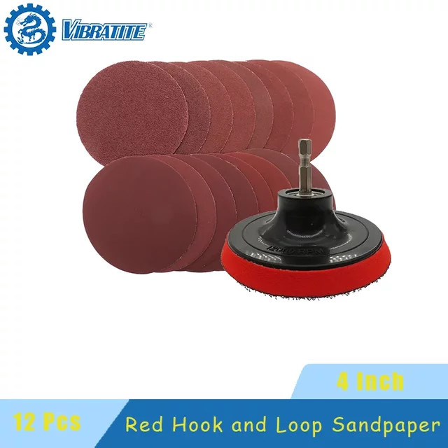VIBRATITE 12-teiliges Klett-Schleifscheiben-Set mit Stützteller und M10-Adapter, Körnung 60–240, 4 Zoll - Bild 1