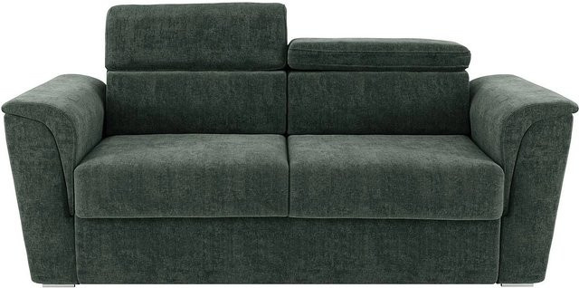 Vente-unique Schlafsofa Rizora in Grün mit verstellbarer Kopfstütze und Stoffbezug, Breite: 230 cm - Bild 1