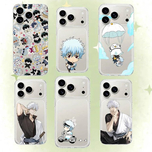 Stoßfeste Anime Gintama Handyhülle für iPhone 11 bis 17 Pro Max, Transparent, Multicolour - Bild 1