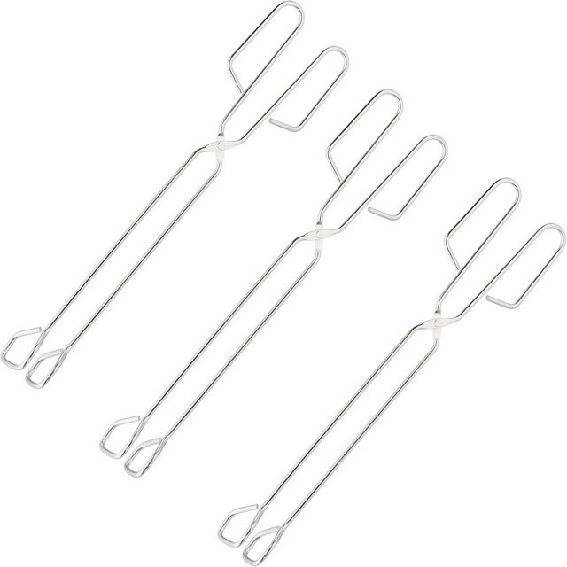 Relaxdays 3er Set Würstchenzangen aus Edelstahl in Silber, H: 38 cm, B: 8 cm, T: 4,5 cm - Bild 1