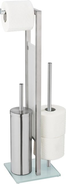 Wenko WC-Garnitur Rivalta mit Toilettenpapierhalter und Ersatzrollenhalter in Silber Matt und Weiß - Bild 1