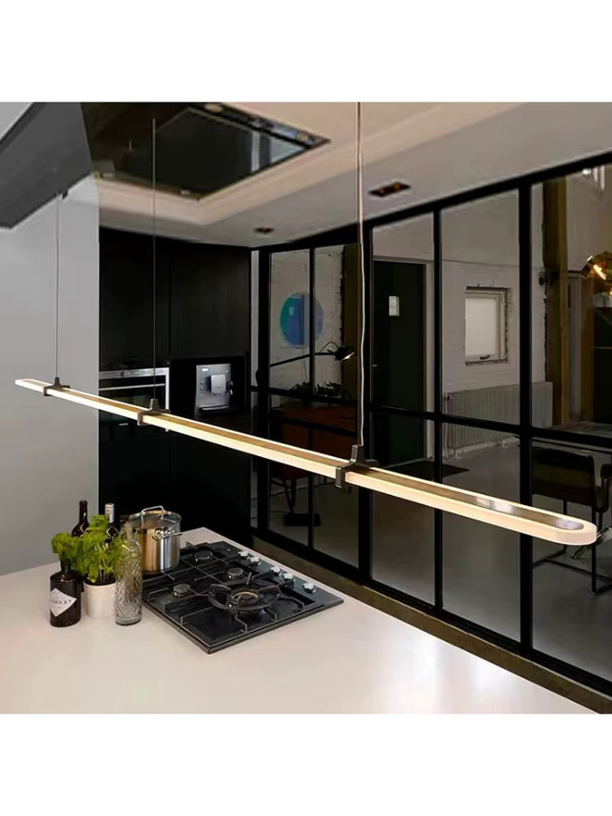 Moderne weiße Deckenpendelleuchte von TAONUANSHU im Streifen-Design für Esszimmer und Küche - Bild 4