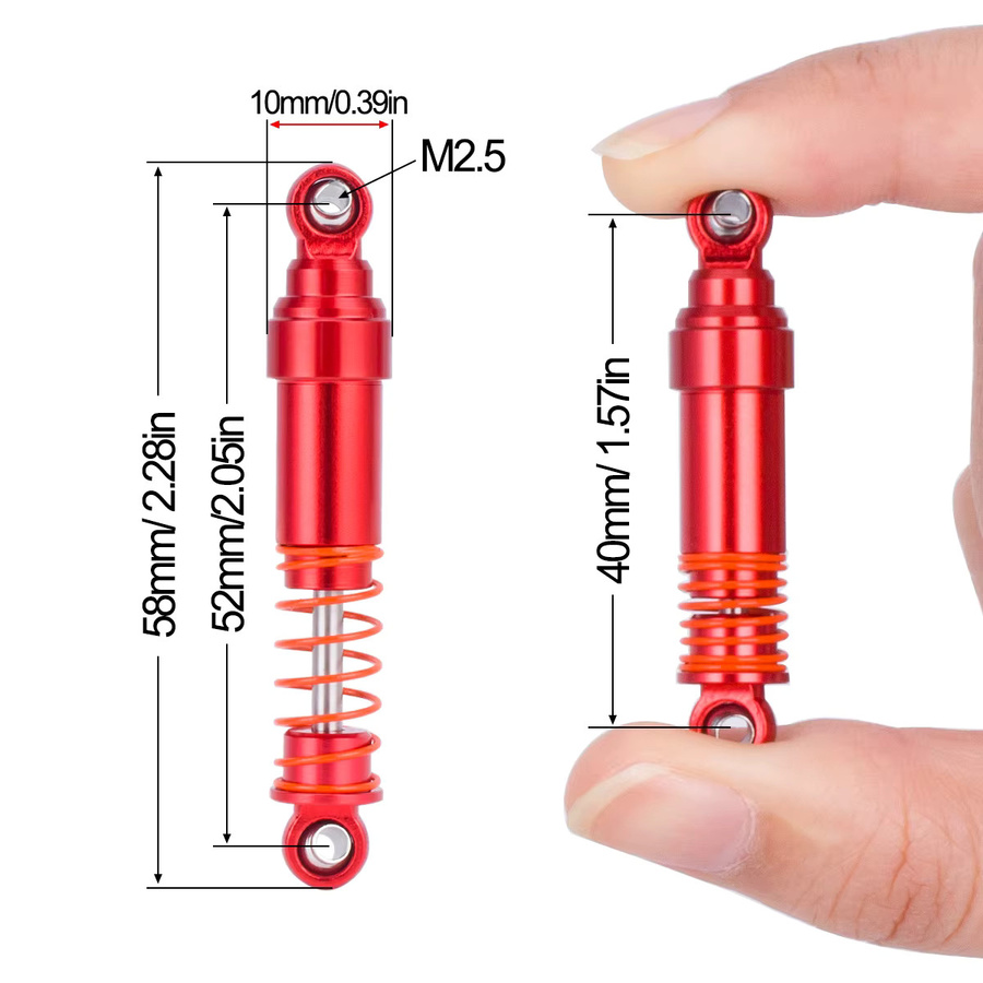 MALOM RC Aluminium Big Bore Stoßdämpfer 52mm, 2/4 Stück, 1:18, Metall - Bild 2