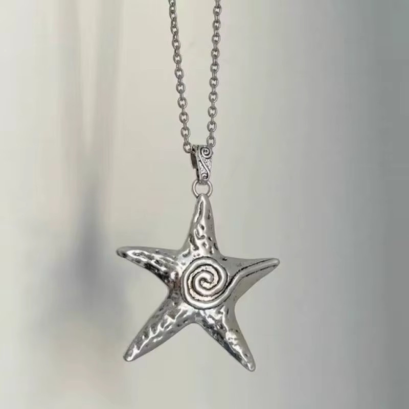 Halskette sharelucky, Pentagramm Stern Seestern Anhänger, Silber, Damen - Bild 2