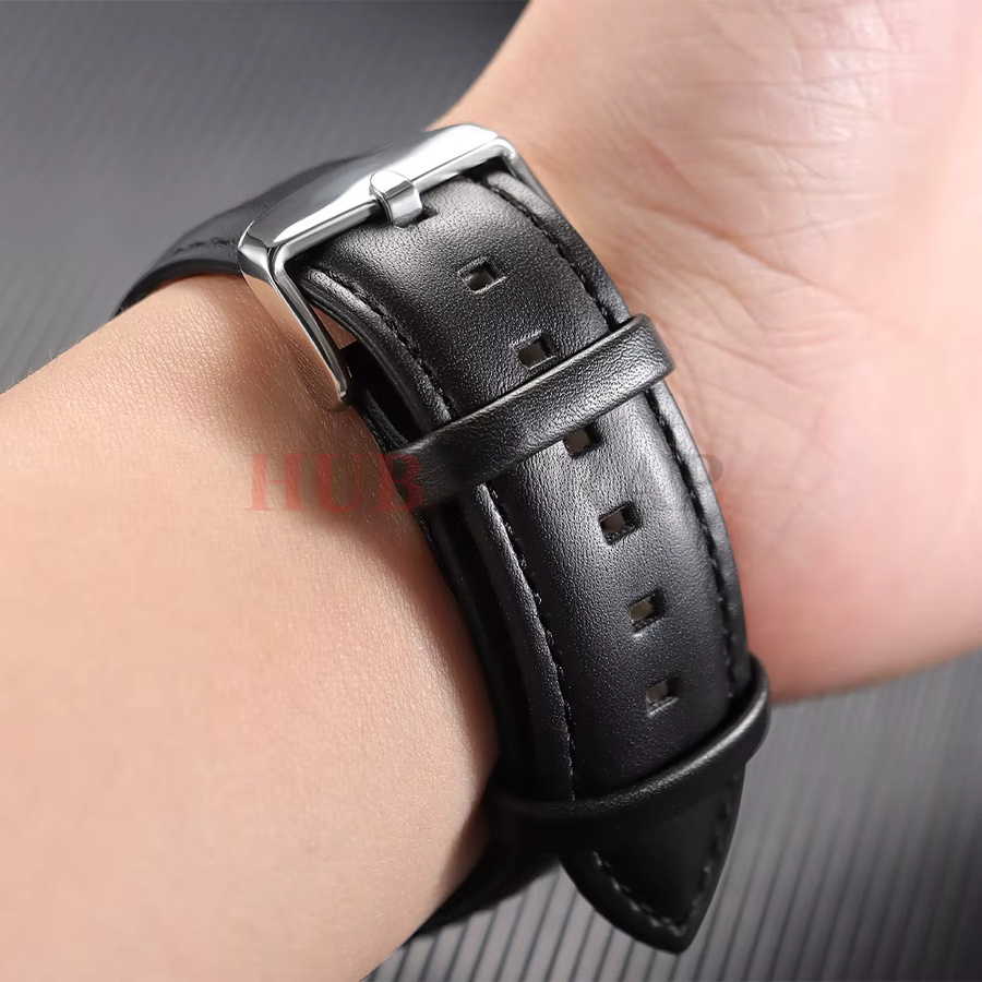 Uhrenarmband Leder, Schwarz, Unisex - Bild 2