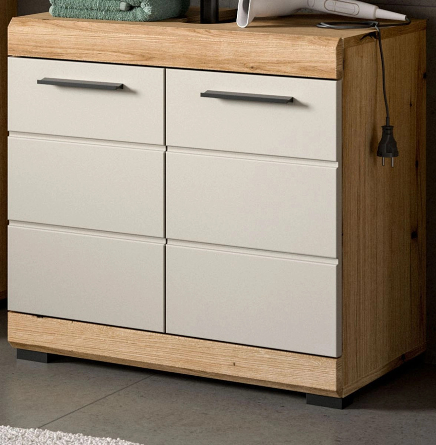 Waschbeckenunterschrank Shawn von Inn.Furn in Sand und Eiche, Breite: 60 cm - Bild 1