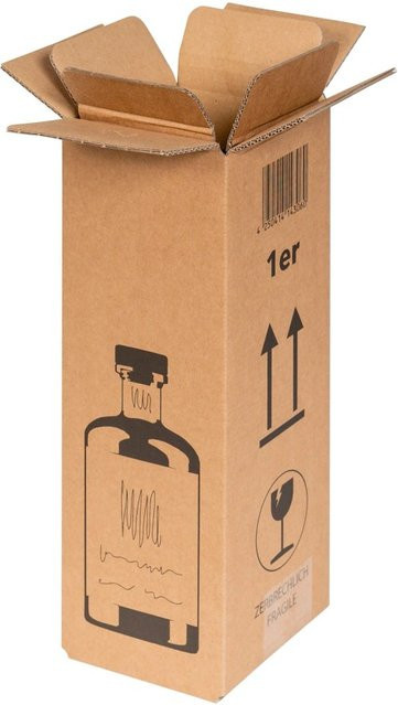 PROREGAL Versandkarton für Ginflaschen mit Einlage, Braun, B/T/H: 9,5 x 9,5 x 29,3 cm - Bild 1