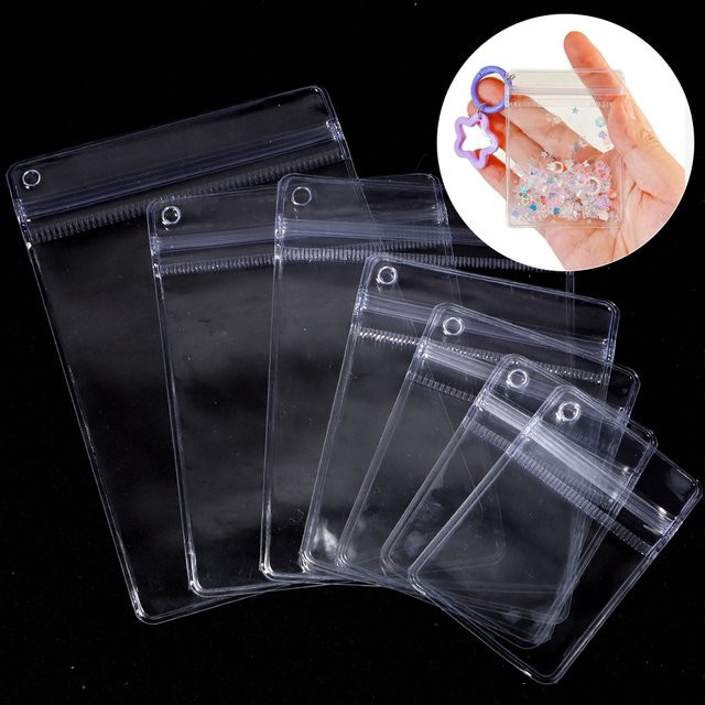 10 Stück transparente PVC-Schmuckaufbewahrungsbeutel zur Aufbewahrung von Armbändern, Halsketten und Ringen mit Selbstverschluss - Bild 1
