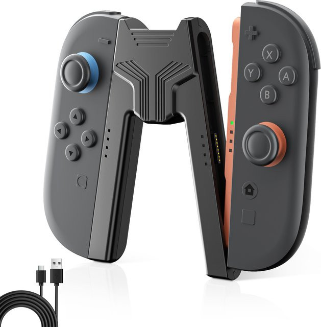 Aolion Tragbare Lade-Halterung für Nintendo Switch 2 Joy-Con Controller mit Grip-Halterung, Schwarz - Bild 1