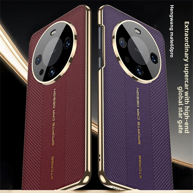 Luxuriöse Handyhülle aus galvanisiertem Leder mit Kameraschutz für Huawei Mate 60, Mate 50 Pro, Mate 40 und Mate 30 Pro in Lila - Bild 1