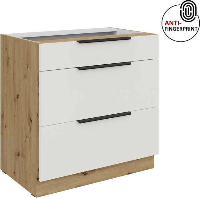 Küchenunterschrank ARIA in Weiss ultra matt mit Anti-Fingerprint-Beschichtung, Breite: 80 cm - Bild 1