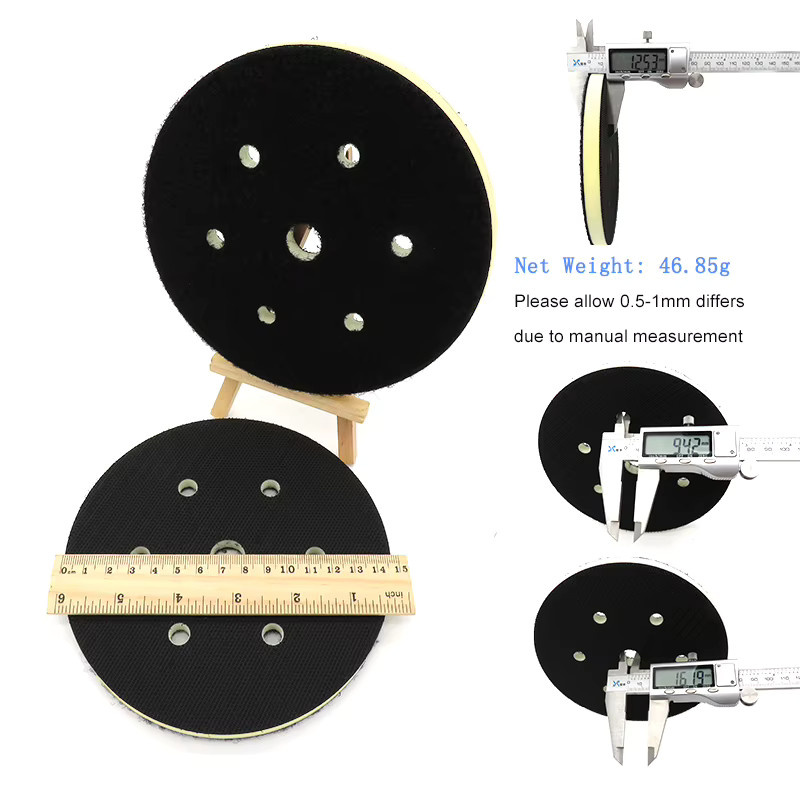 Vibratite 7-Loch-PU-Schaum-Schnittstellenpad für Klett-Schleifscheiben und Exzenterschleifer, Durchmesser: 150 mm, Schwarz - Bild 3