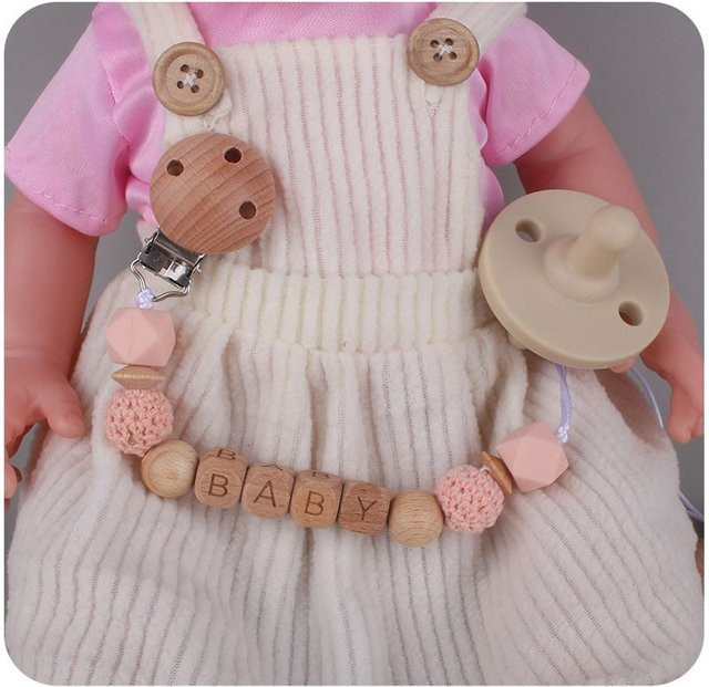 Panplay Baby Schnullerkette mit Beißring aus Holz und Silikon in Bunt und Naturfarben - Bild 1