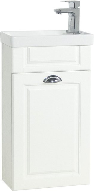VCM Badezimmer Set Casalo in Landhaus Stil, 2-tlg Waschplatz für Gäste WC aus Keramik, Weiß, H x B x T: 83 x 41 x 22 cm - Bild 1