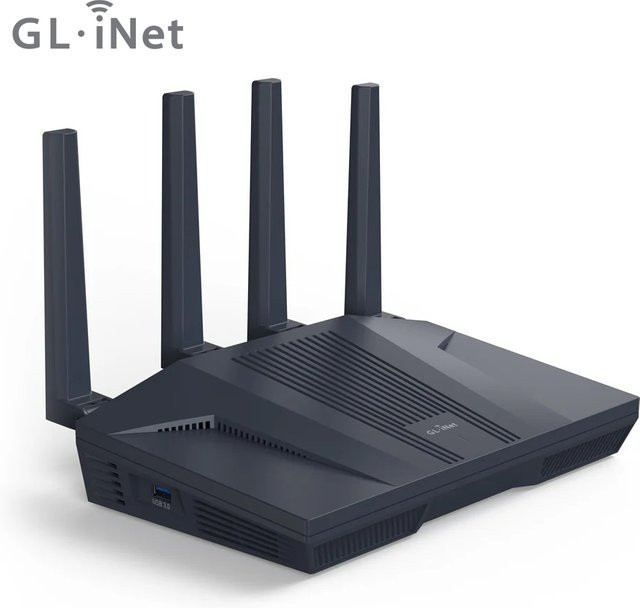 GL.iNet Flint 2 GL-MT6000 Wi-Fi 6 Gaming-Router in Schwarz mit Dual-2.5G-Ports und 8-Stream WLAN bis zu 6 Gbit/s - Bild 1