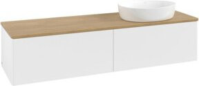 V&B Waschtischunterschrank Antao ohne Frontstruktur in Eiche Honig und Weiß lackiert, B: 160 cm, T: 50 cm - Bild 1