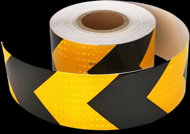 Satop Cinta Reflektierendes Klebeband Gelb-Schwarz, wasserdichtes Sicherheitsband mit Pfeilwarnung für LKWs, Breite: 10,16 cm, Länge: 4,88 m - Bild 1
