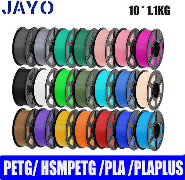 JAYO 3D-Druck Filament Set aus PETG und PLA PLUS, matt und blasenfrei, 10 Rollen, Durchmesser: 1,75 mm, Mehrfarben-Option verfügbar - Bild 1