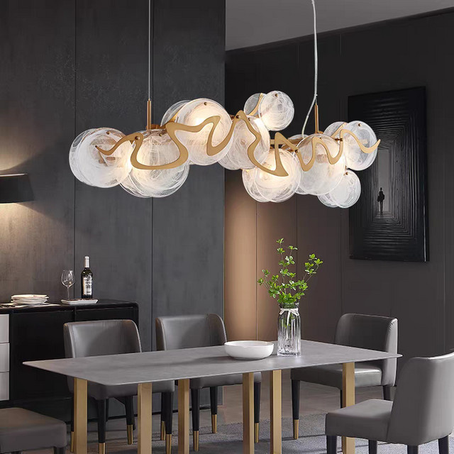 Moderne Wolken Pendelleuchte aus Glas und Kupfer von JIANKEXING in Transparent und Kupfer für dein Wohnzimmer oder Restaurant - Bild 1