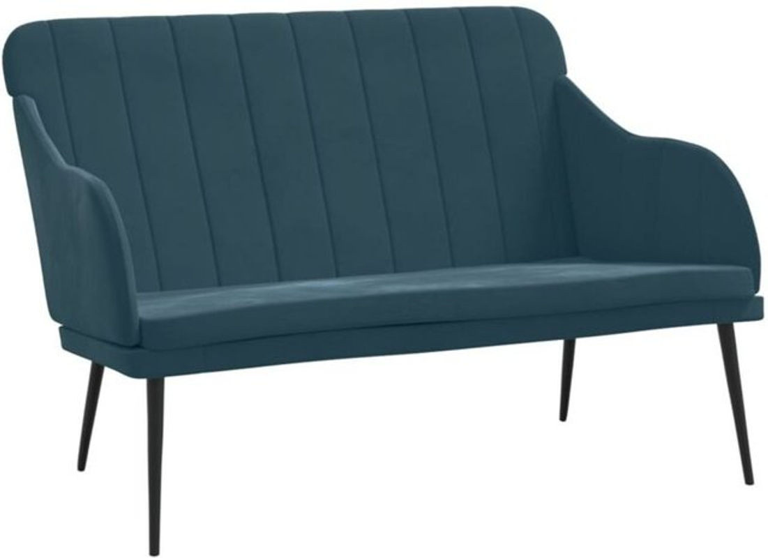 Moderne Sitzbank mit Rückenlehne aus Samt und Metall von vidaxl, Blau, B/T/H: 110 x 76 x 80 cm - Bild 1