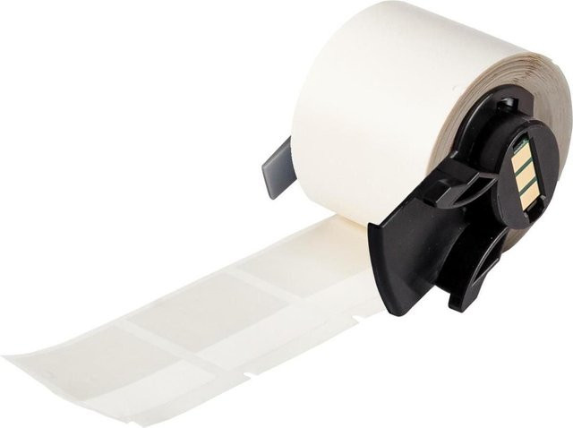 Brady M6-32-427 Selbstlaminierendes Kabelkennzeichnungsetikett aus Vinyl in Weiß/Transparent, matt, B: 38,10 mm, H: 12,70 mm, für Kabeldurchmesser von 4,00 - 8,10 mm, permanent - Bild 1