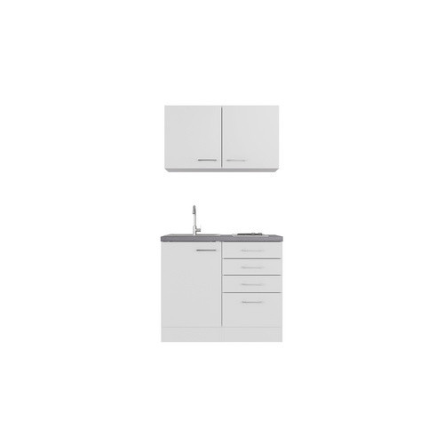 Flex-Well Miniküche Modern Weiß Matt mit HPL-Arbeitsplatte B/H/T: 100 x 57,1 x 137 cm - Bild 3